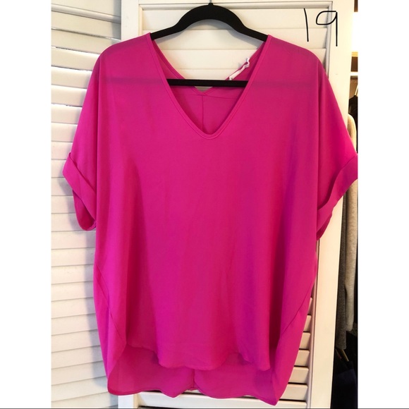 hot pink chiffon top